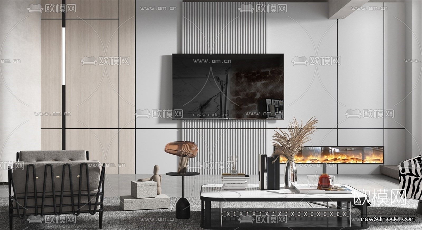 Europe Style Interior 3D Blocks – Living Room 3D Model – 141 – VRAY - thumbnail 2