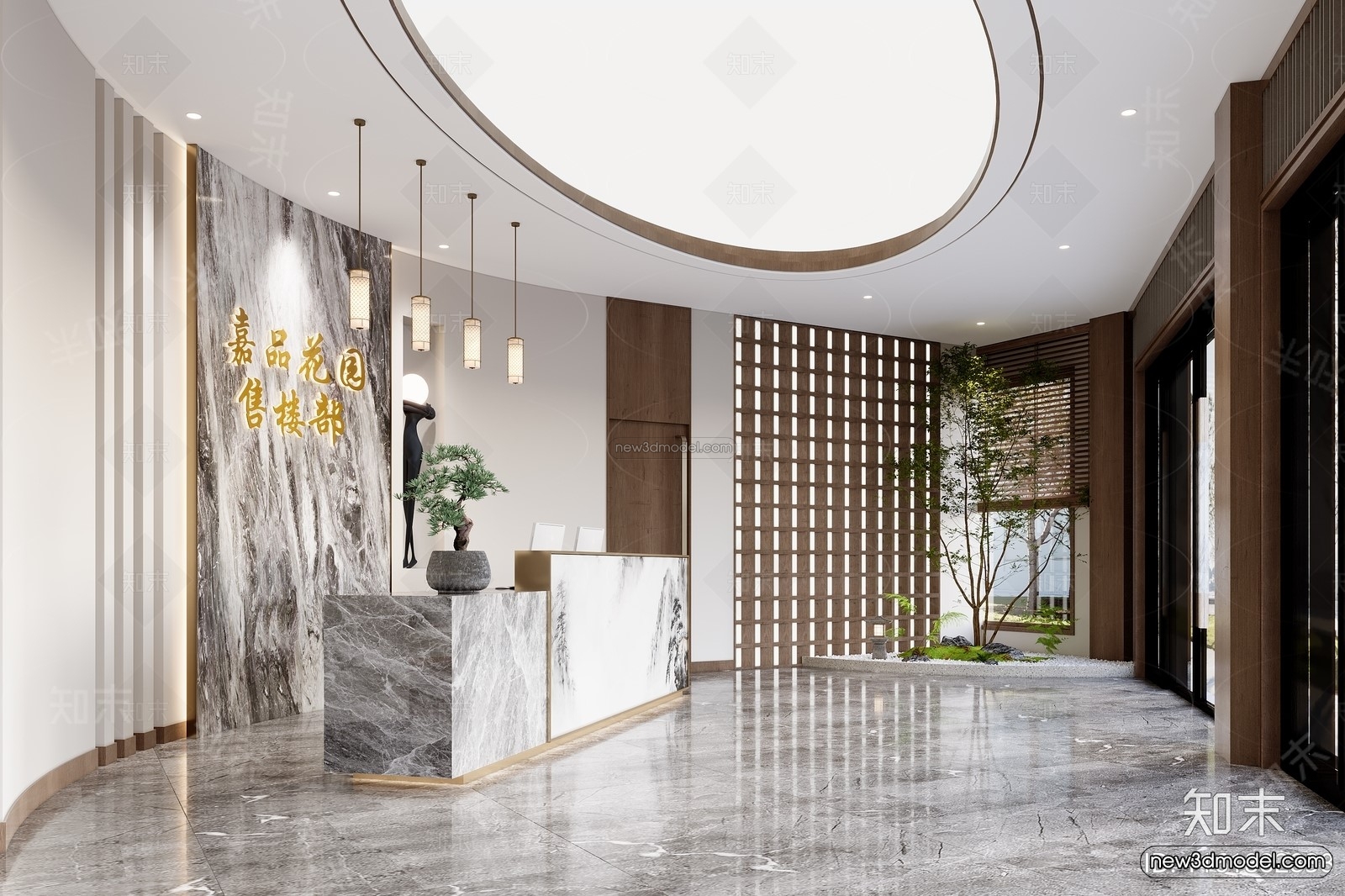 Modern Style Interior 3D Blocks and 3D Models – Lobby 3D Scene – 907 – CORONA - thumbnail 3