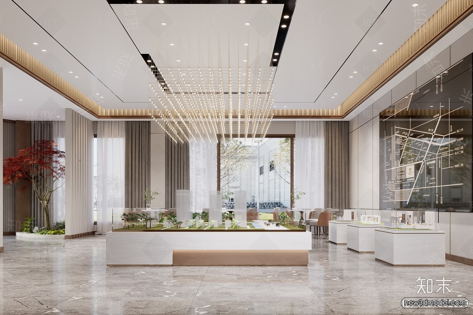 Modern Style Interior 3D Blocks and 3D Models – Lobby 3D Scene – 907 – CORONA - thumbnail 2