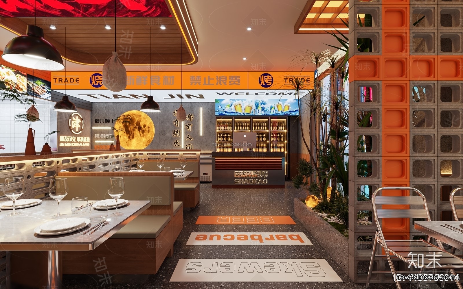Southeast Asia Restaurant 3D Scenes – 3D Blocks – 005 – VRAY - thumbnail 2