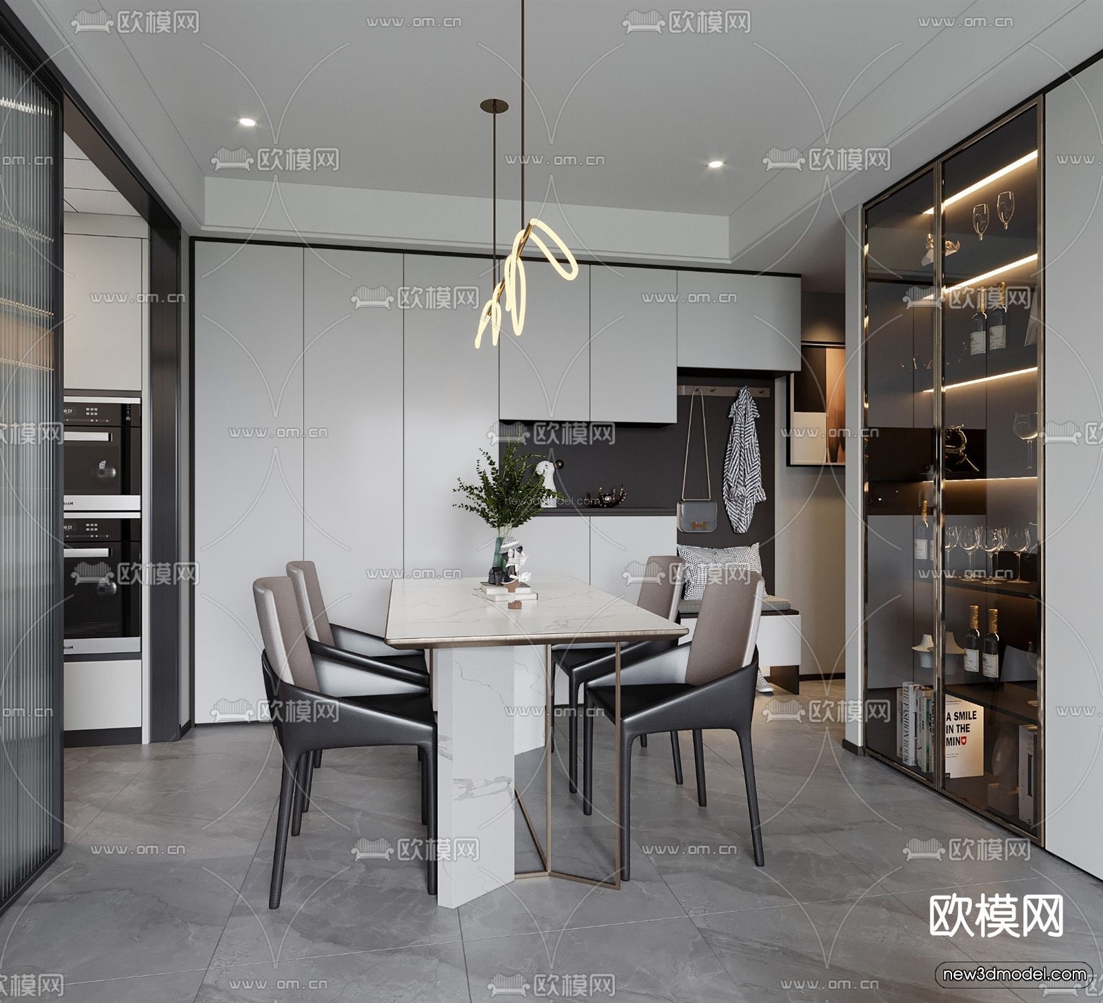Minimalist Style Interior 3D Blocks – Living Room 3D Model – 090 – VRAY - thumbnail 2