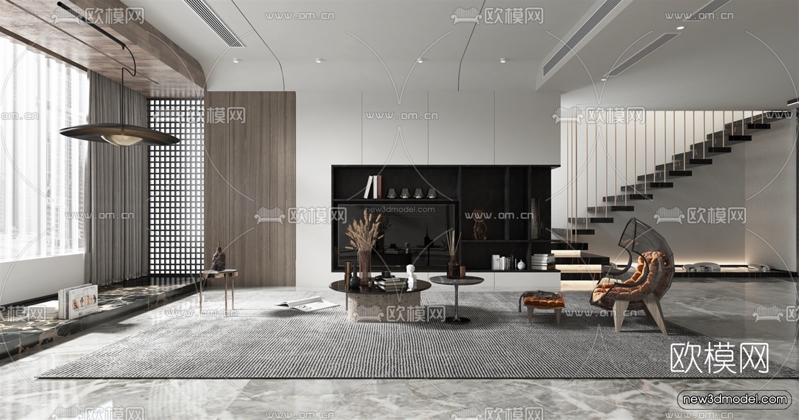 Europe Style Interior 3D Blocks – Living Room 3D Model – 145 – VRAY - thumbnail 2