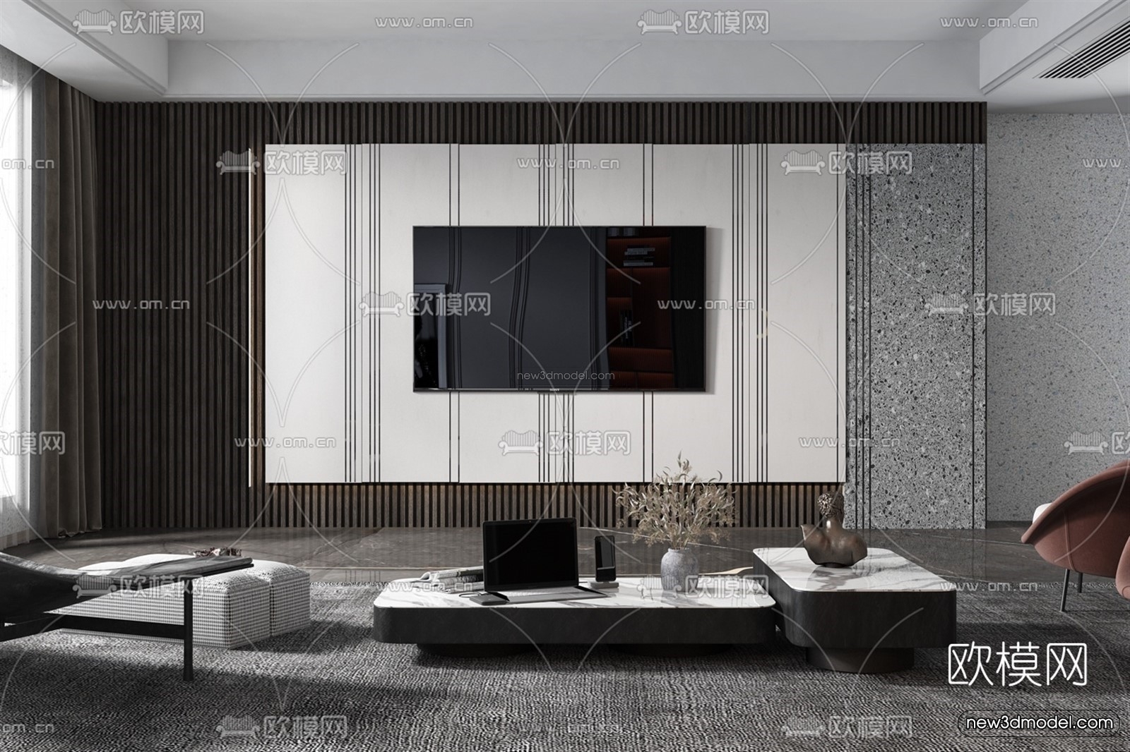 Europe Style Interior 3D Blocks – Living Room 3D Model – 147 – VRAY - thumbnail 2