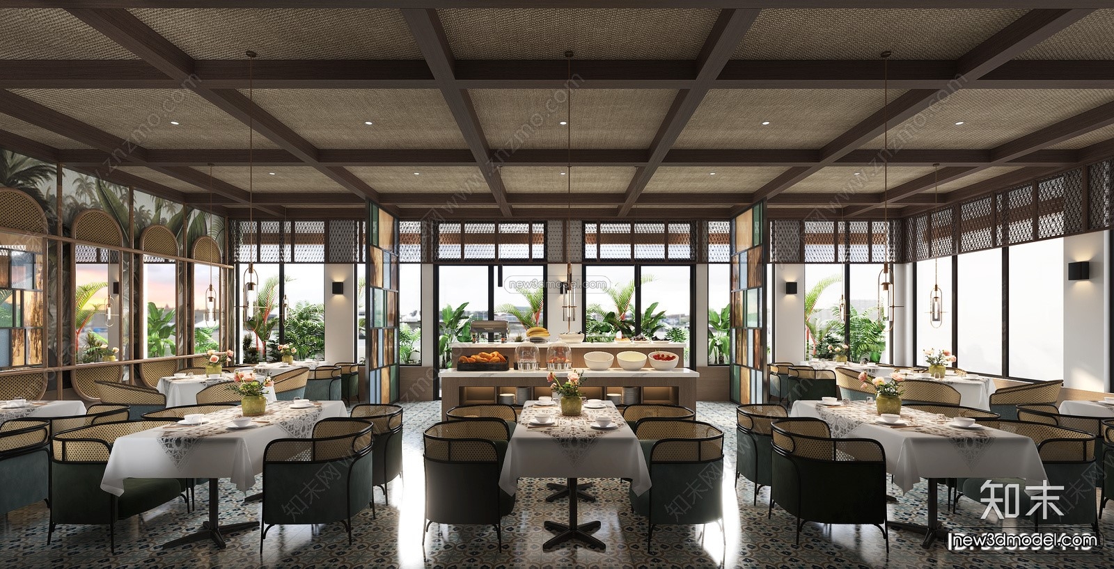 Southeast Asia Restaurant 3D Scenes – 3D Blocks – 012 – VRAY - thumbnail 3