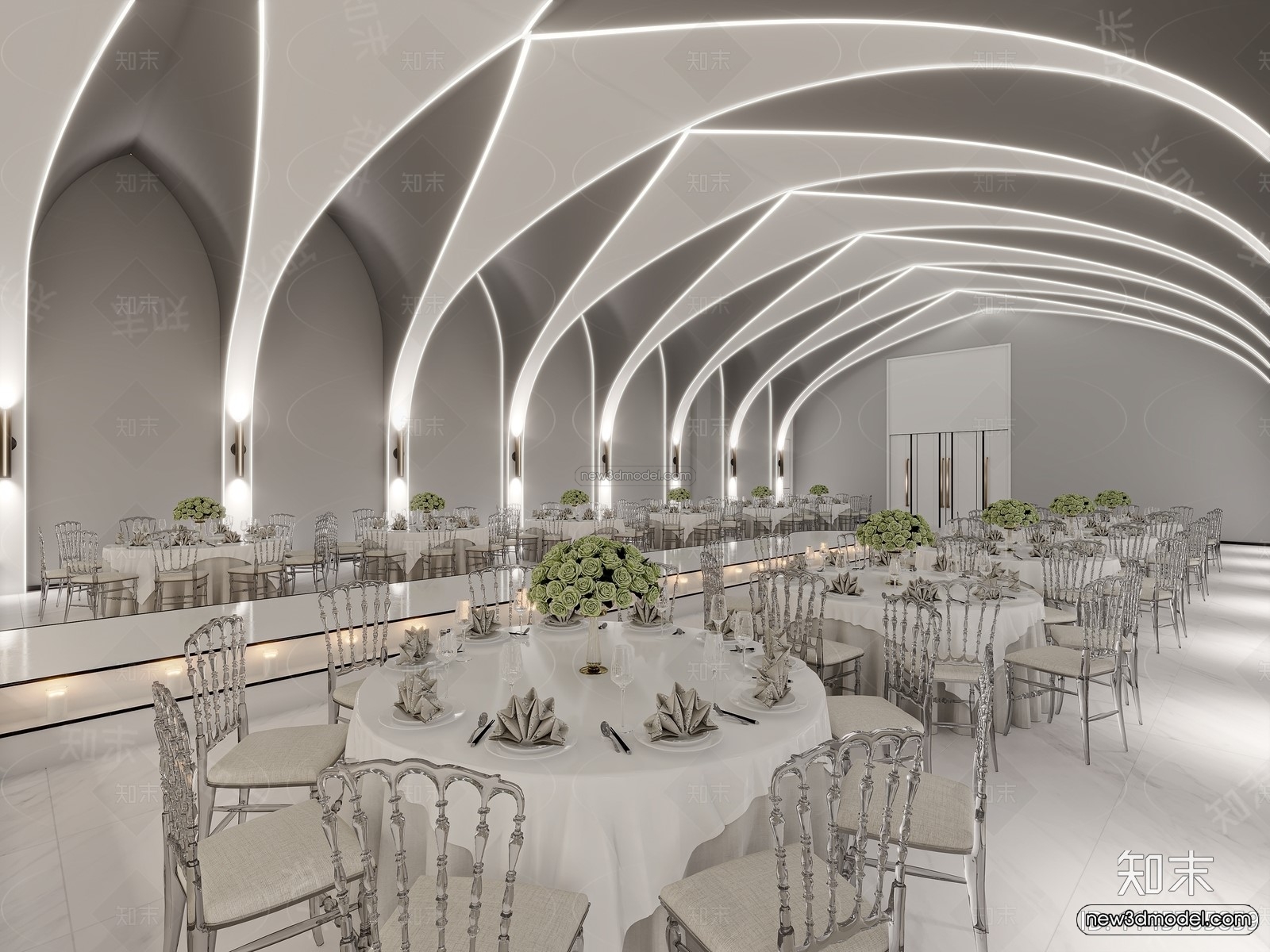 Modern Style Interior 3D Blocks and 3D Models – Wedding Hall 3D Scene – 933 – CORONA - thumbnail 2