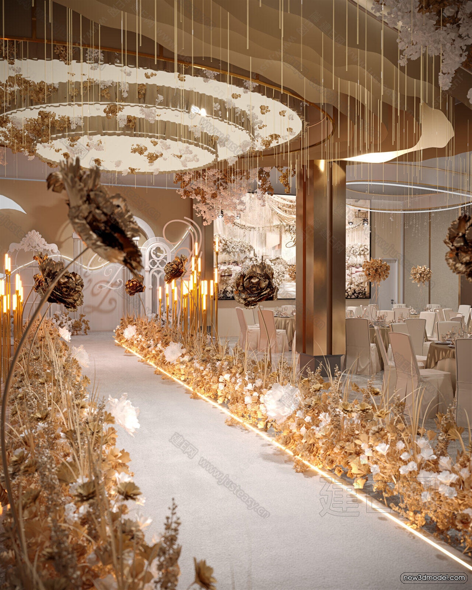 Modern Style Interior 3D Blocks and 3D Models – Wedding Hall 3D Scene – 944 – CORONA - thumbnail 2