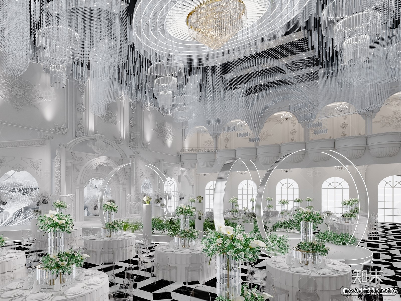Modern Style Interior 3D Blocks and 3D Models – Wedding Hall 3D Scene – 953 – CORONA - thumbnail 2
