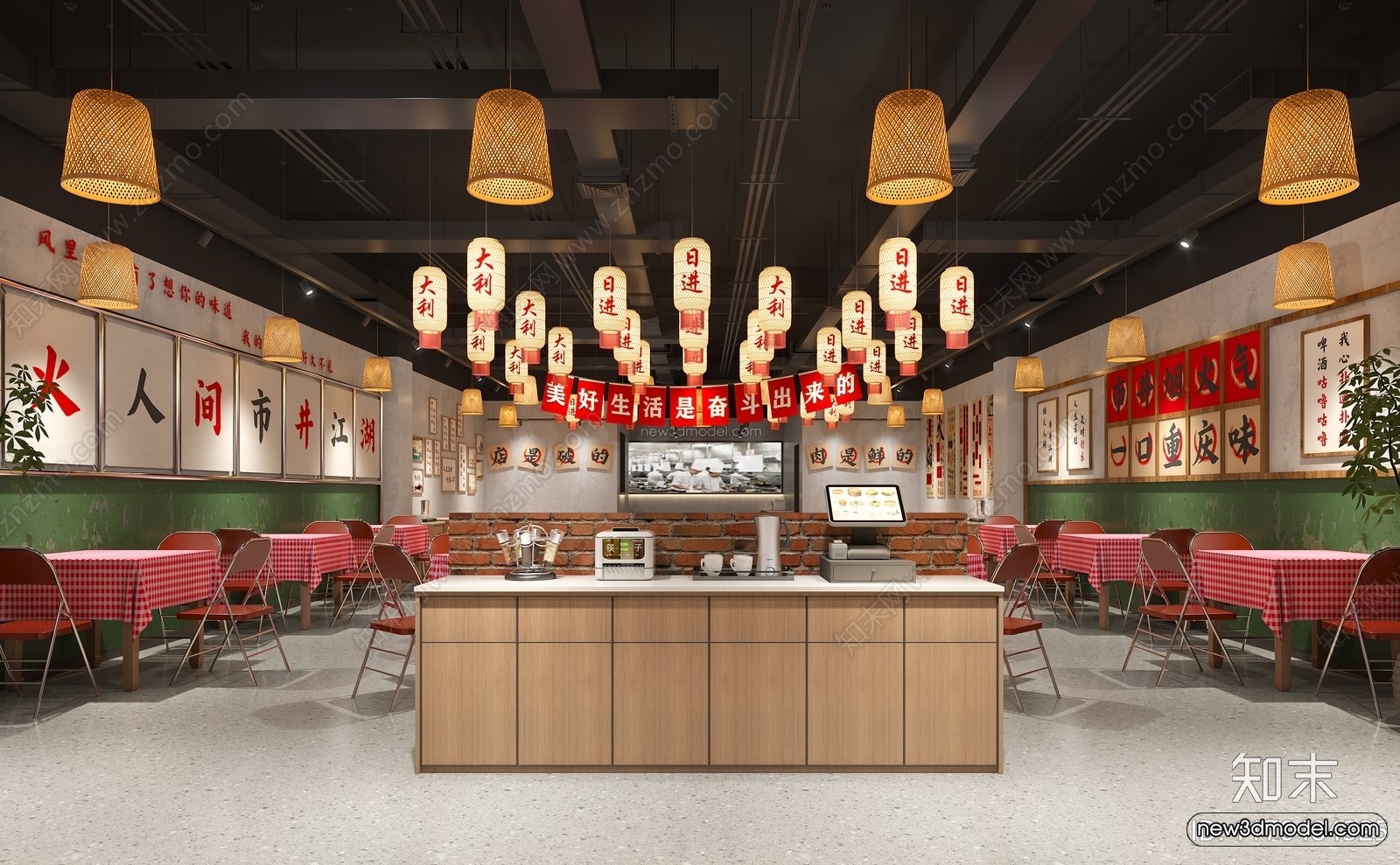 Southeast Asia Restaurant 3D Scenes – 3D Blocks – 018 – VRAY - thumbnail 2