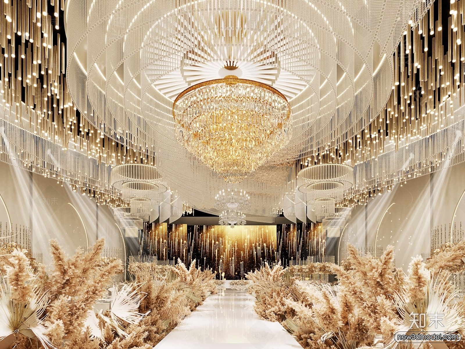 Modern Style Interior 3D Blocks and 3D Models – Wedding Hall 3D Scene – 912 – CORONA - thumbnail 2