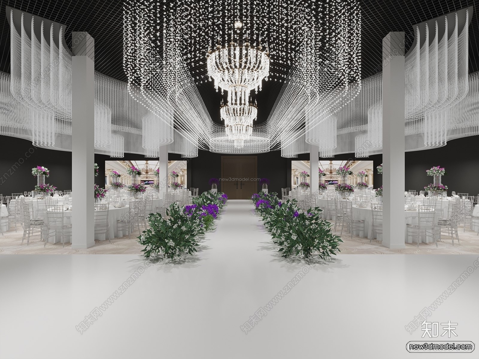 Modern Style Interior 3D Blocks and 3D Models – Wedding Hall 3D Scene – 913 – CORONA - thumbnail 2
