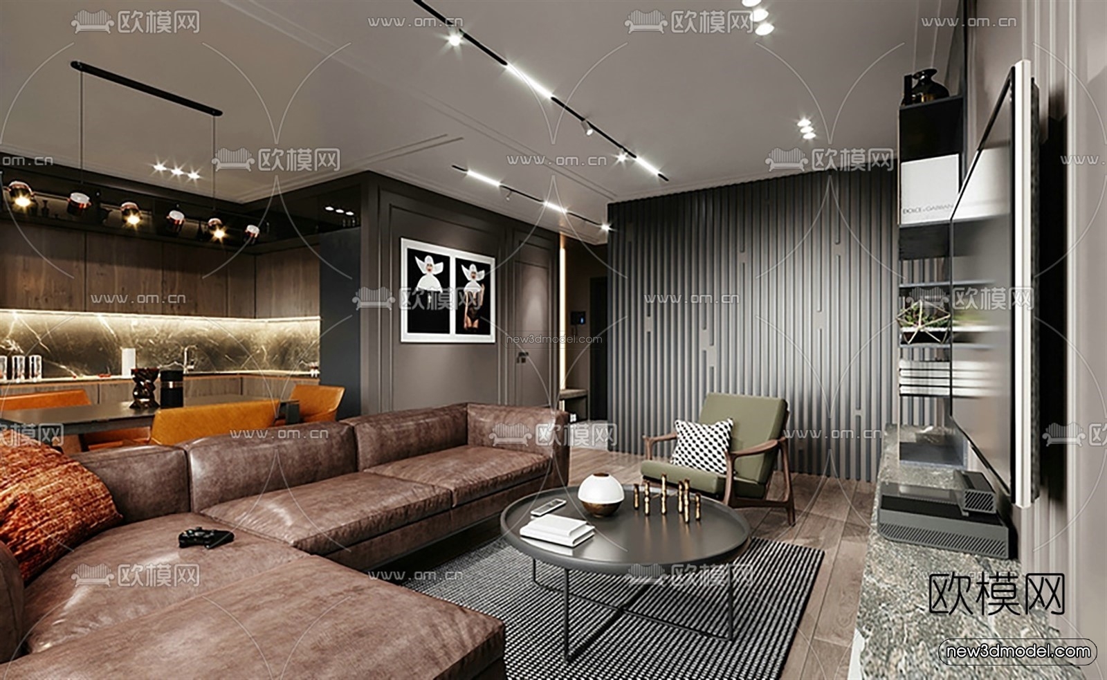 Europe Style Interior 3D Blocks – Living Room 3D Model – 150 – VRAY - thumbnail 2