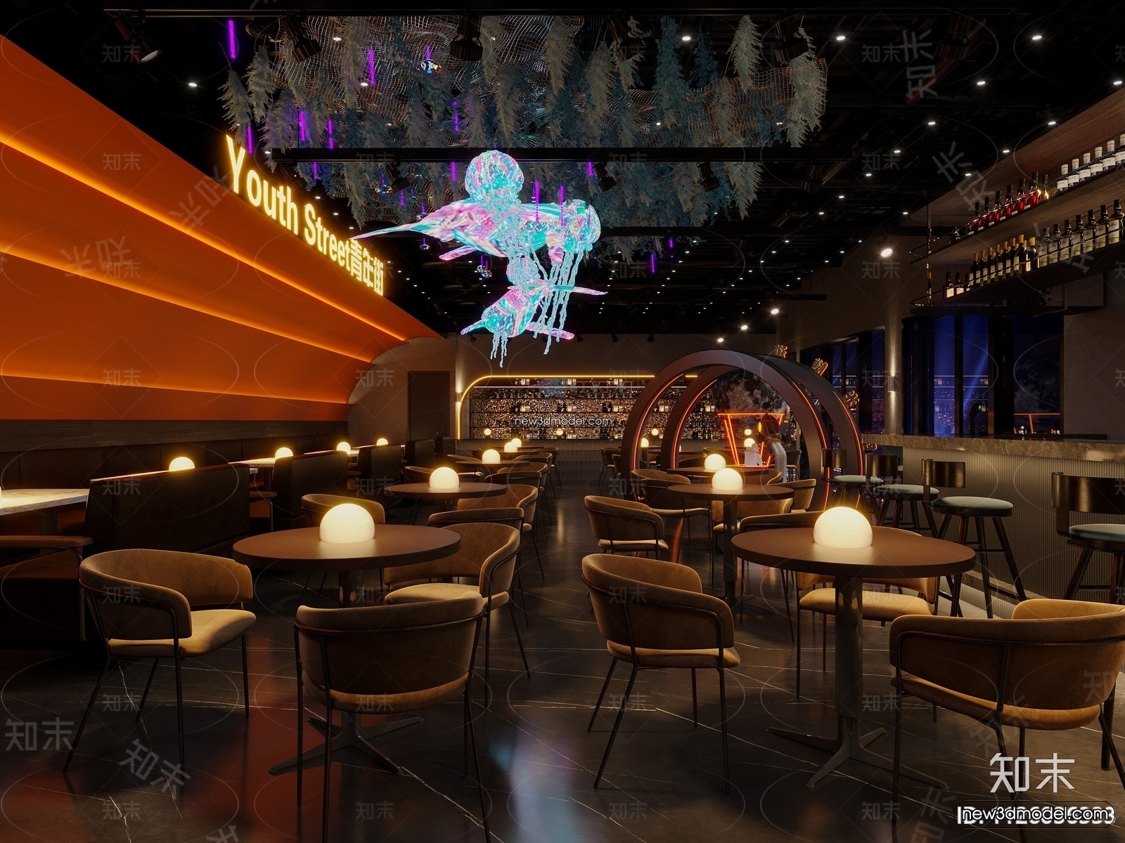 Interior 3D Model of Bar – 3D Blocks – 001 – CORONA - thumbnail 2