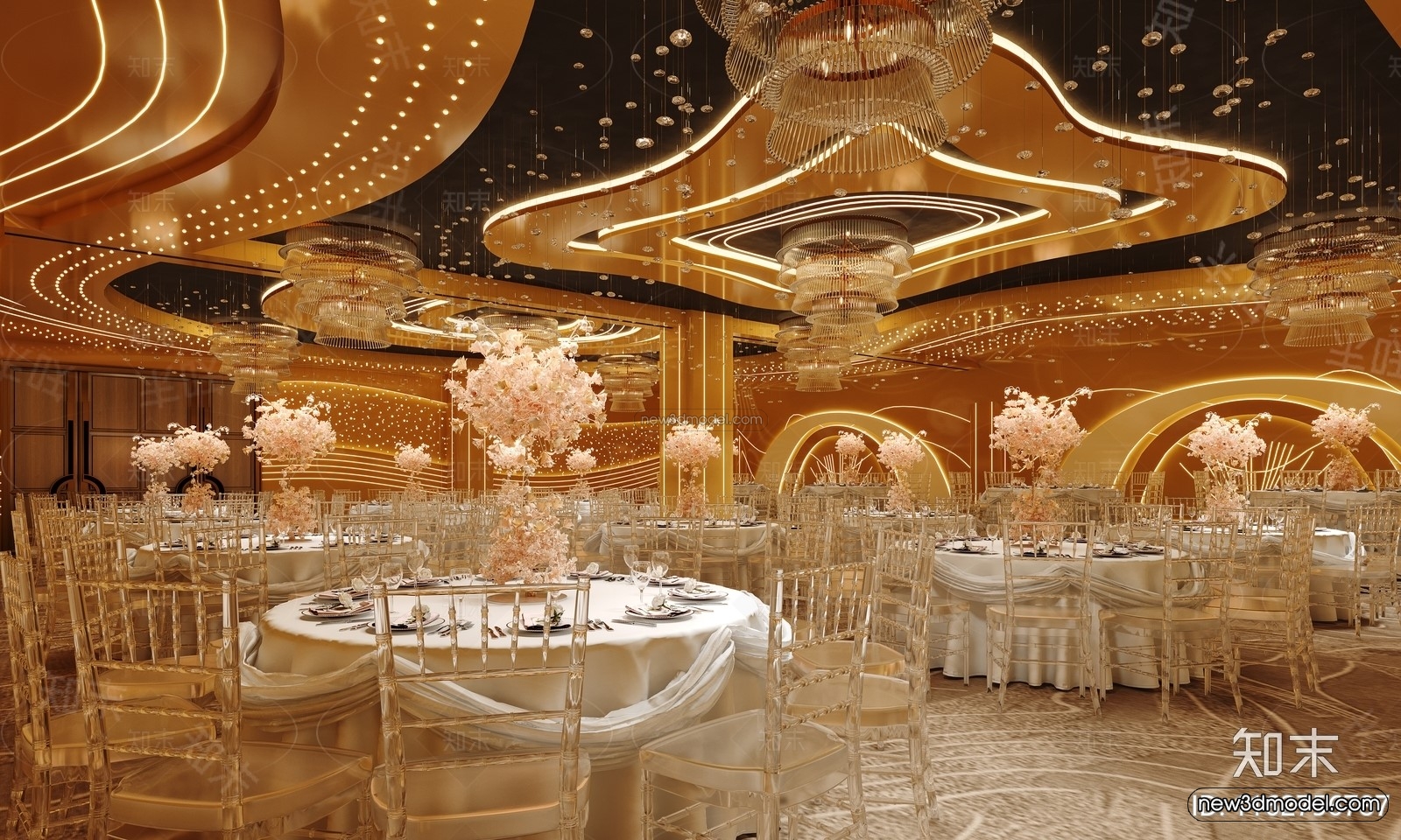 Modern Style Interior 3D Blocks and 3D Models – Wedding Hall 3D Scene – 915 – CORONA - thumbnail 2