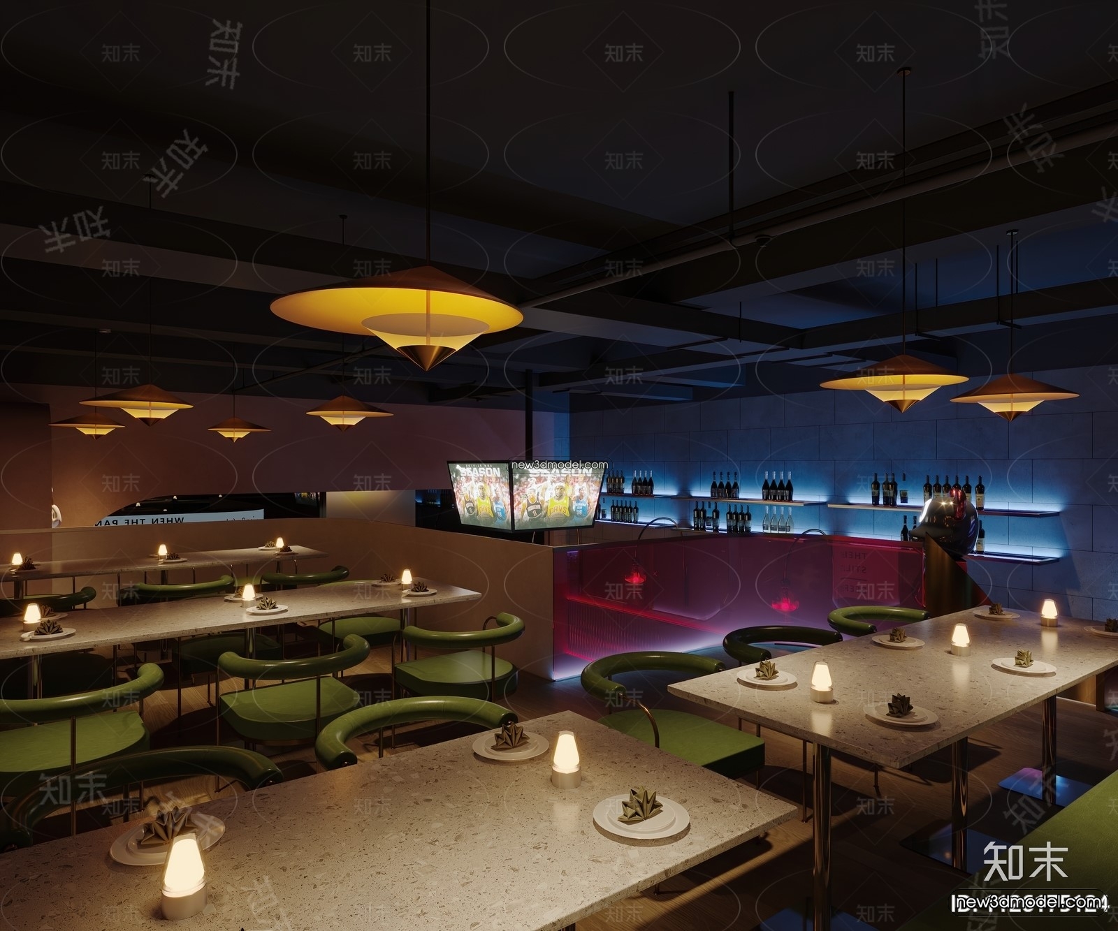 Interior 3D Model of Bar – 3D Blocks – 002 – CORONA - thumbnail 3