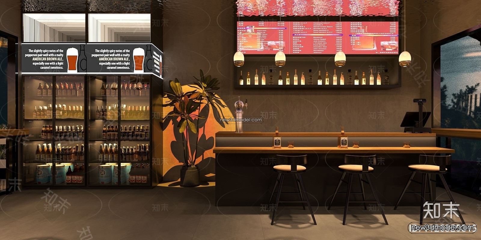 Interior 3D Model of Bar – 3D Blocks – 003 – CORONA - thumbnail 3