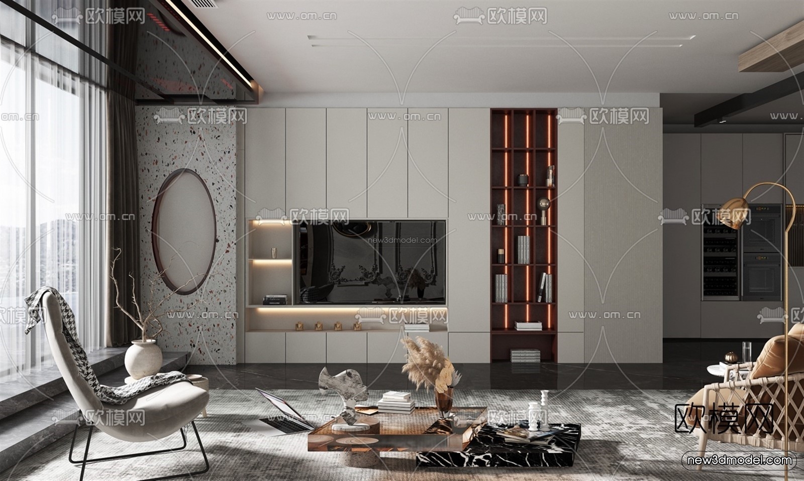 Europe Style Interior 3D Blocks – Living Room 3D Model – 152 – VRAY - thumbnail 2