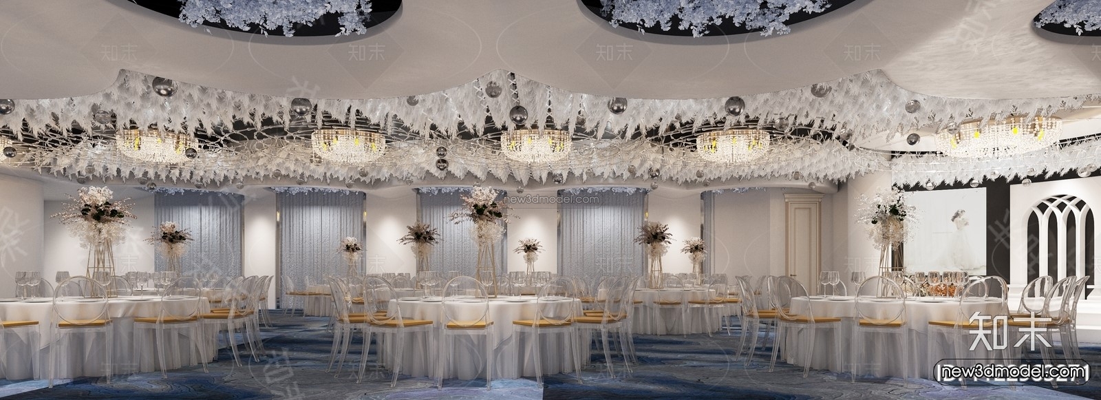 Modern Style Interior 3D Blocks and 3D Models – Wedding Hall 3D Scene – 920 – CORONA - thumbnail 2