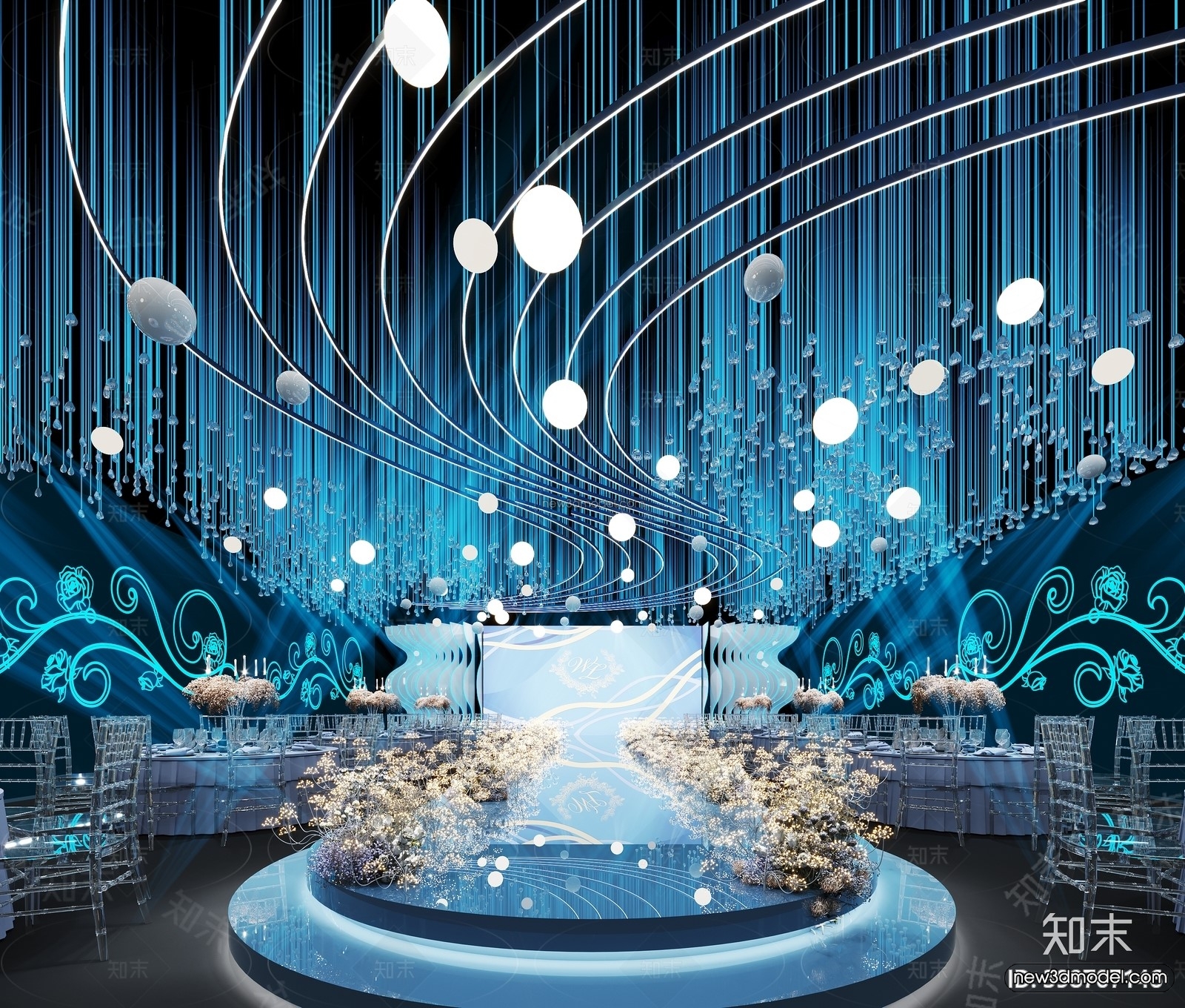 Modern Style Interior 3D Blocks and 3D Models – Wedding Hall 3D Scene – 926 – CORONA - thumbnail 2