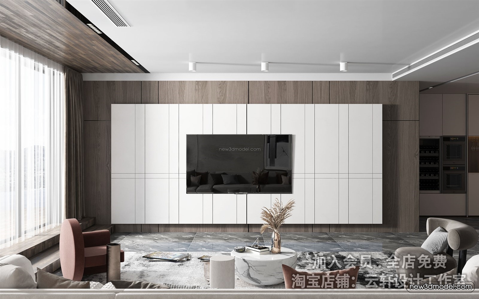 Europe Style Interior 3D Blocks – Living Room 3D Model – 157 – VRAY - thumbnail 2