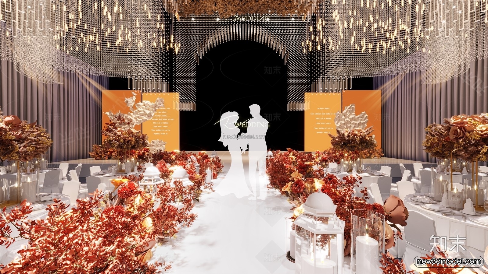 Modern Style Interior 3D Blocks and 3D Models – Wedding Hall 3D Scene – 928 – CORONA - thumbnail 3