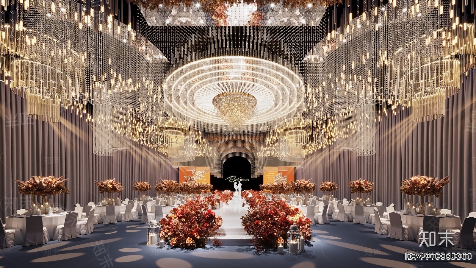 Modern Style Interior 3D Blocks and 3D Models – Wedding Hall 3D Scene – 928 – CORONA - thumbnail 2