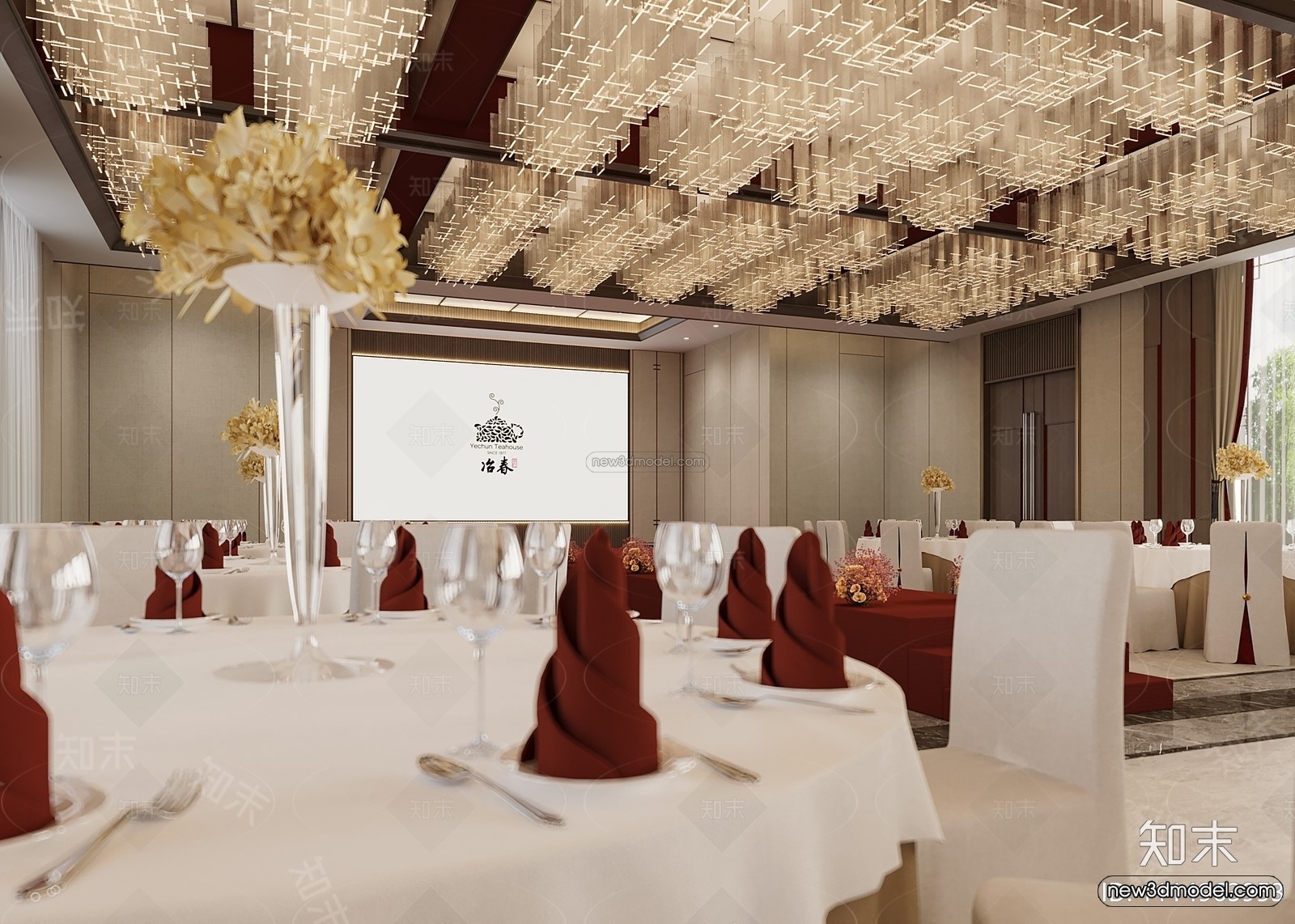 Modern Style Interior 3D Blocks and 3D Models – Wedding Hall 3D Scene – 930 – CORONA - thumbnail 2