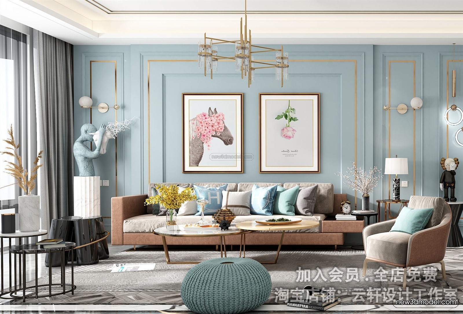 Europe Style Interior 3D Blocks – Living Room 3D Model – 160 – VRAY - thumbnail 3