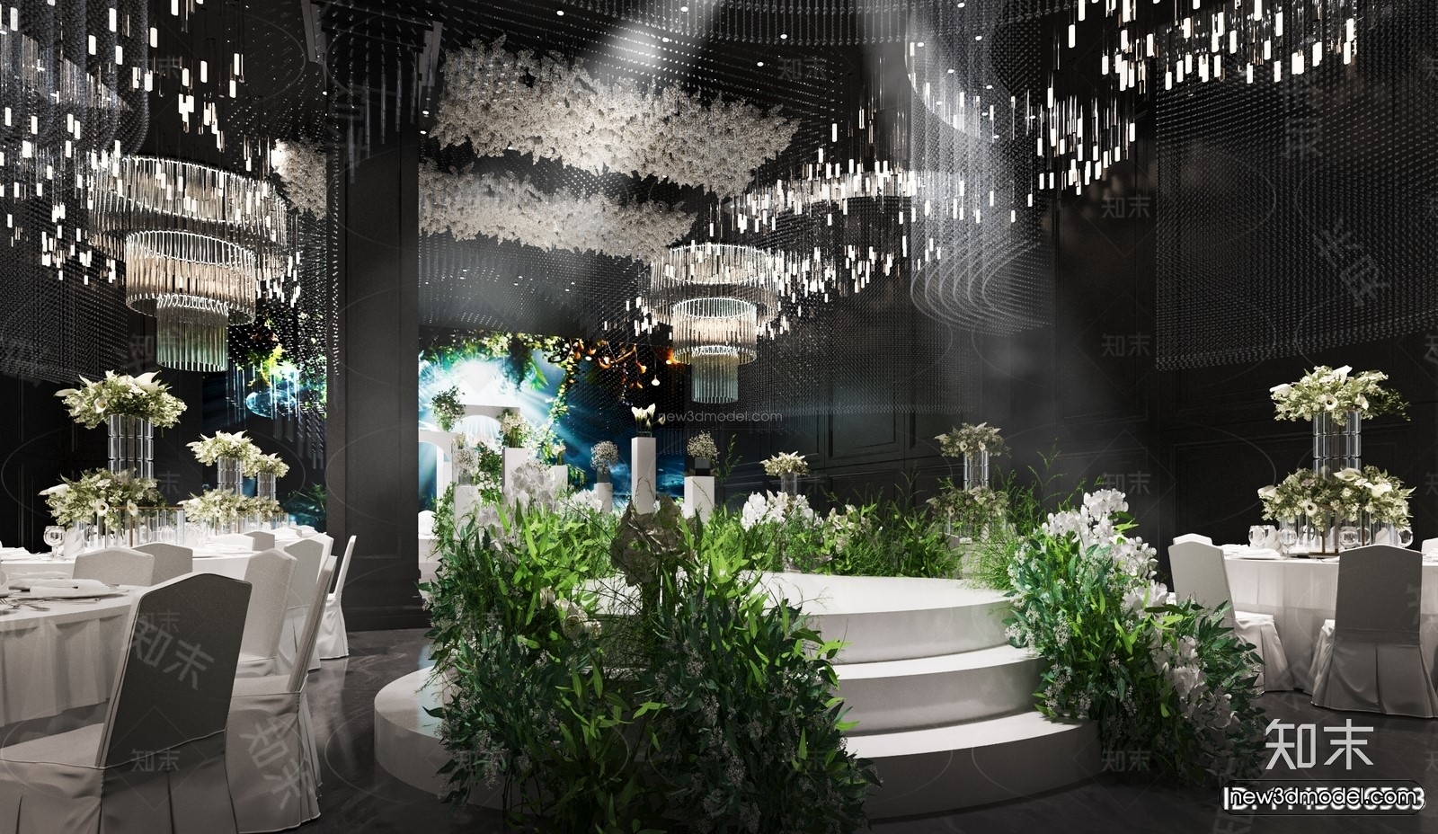 Modern Style Interior 3D Blocks and 3D Models – Wedding Hall 3D Scene – 932 – CORONA - thumbnail 3