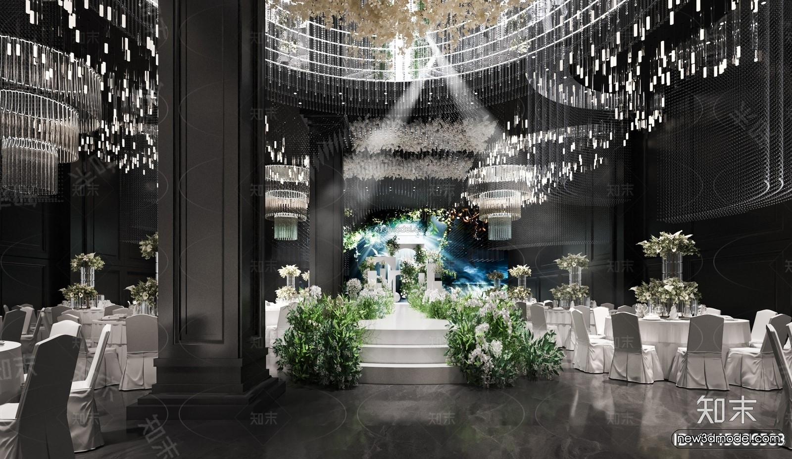 Modern Style Interior 3D Blocks and 3D Models – Wedding Hall 3D Scene – 932 – CORONA - thumbnail 2