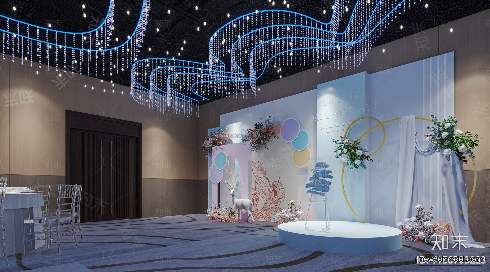 Modern Style Interior 3D Blocks and 3D Models – Wedding Hall 3D Scene – 934 – CORONA - thumbnail 3