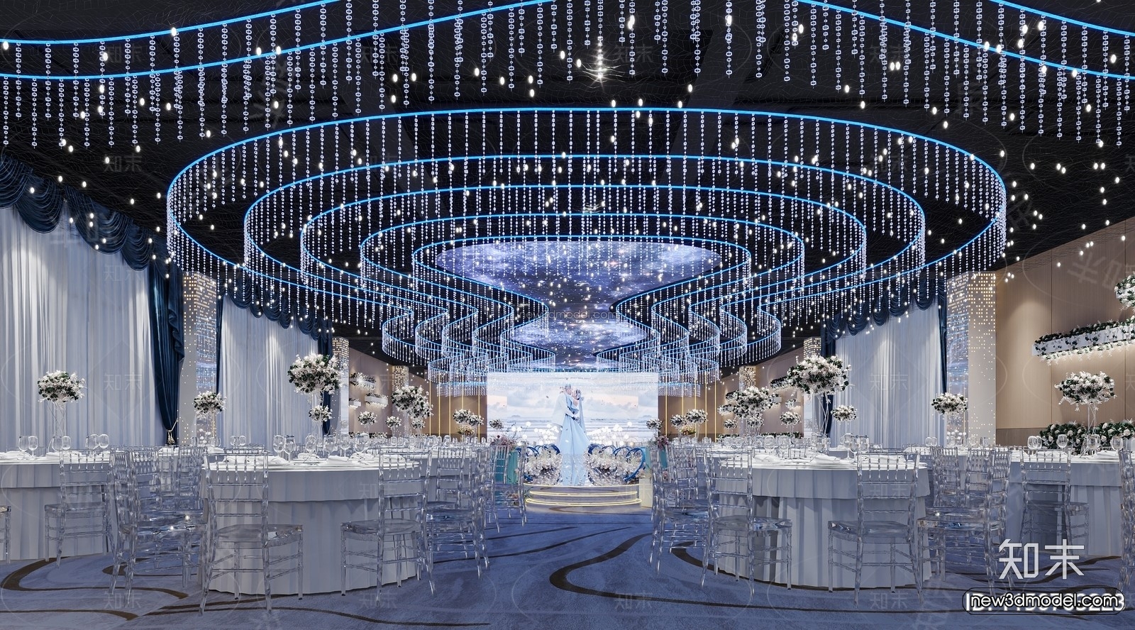 Modern Style Interior 3D Blocks and 3D Models – Wedding Hall 3D Scene – 934 – CORONA - thumbnail 2