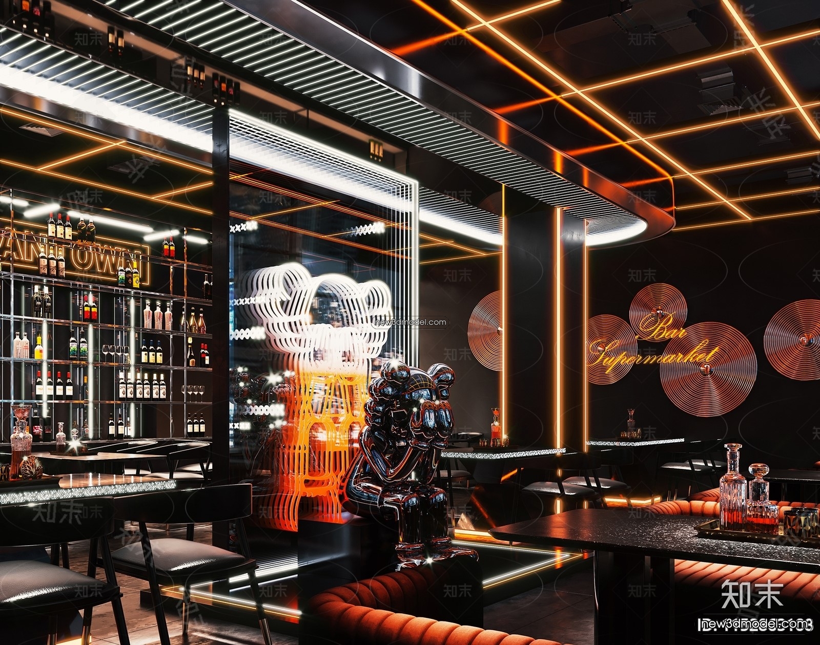 Interior 3D Model of Bar – 3D Blocks – 019 – VRAY - thumbnail 2