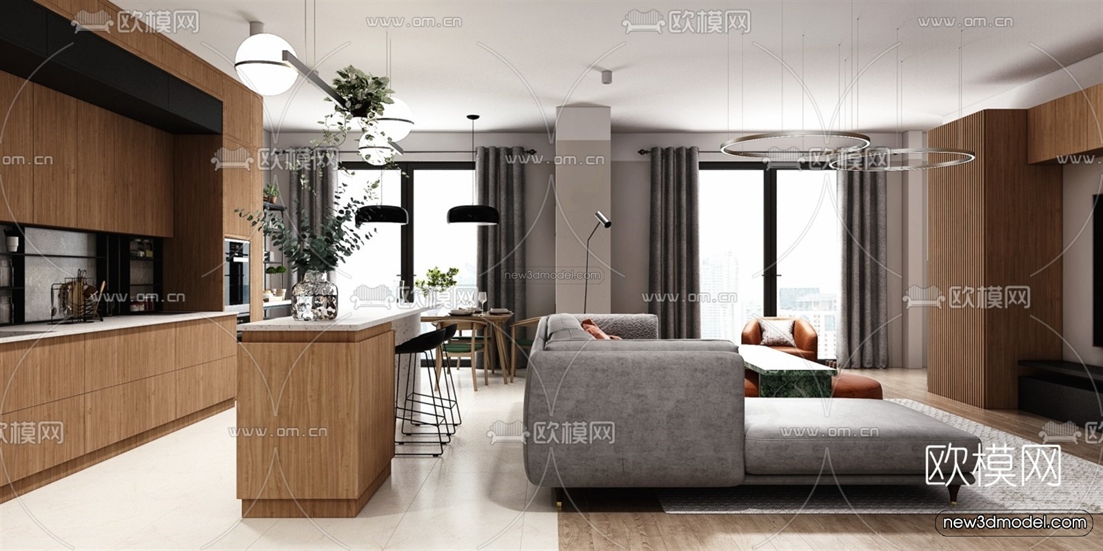 Europe Style Interior 3D Blocks – Living Room 3D Model – 168 – VRAY - thumbnail 3