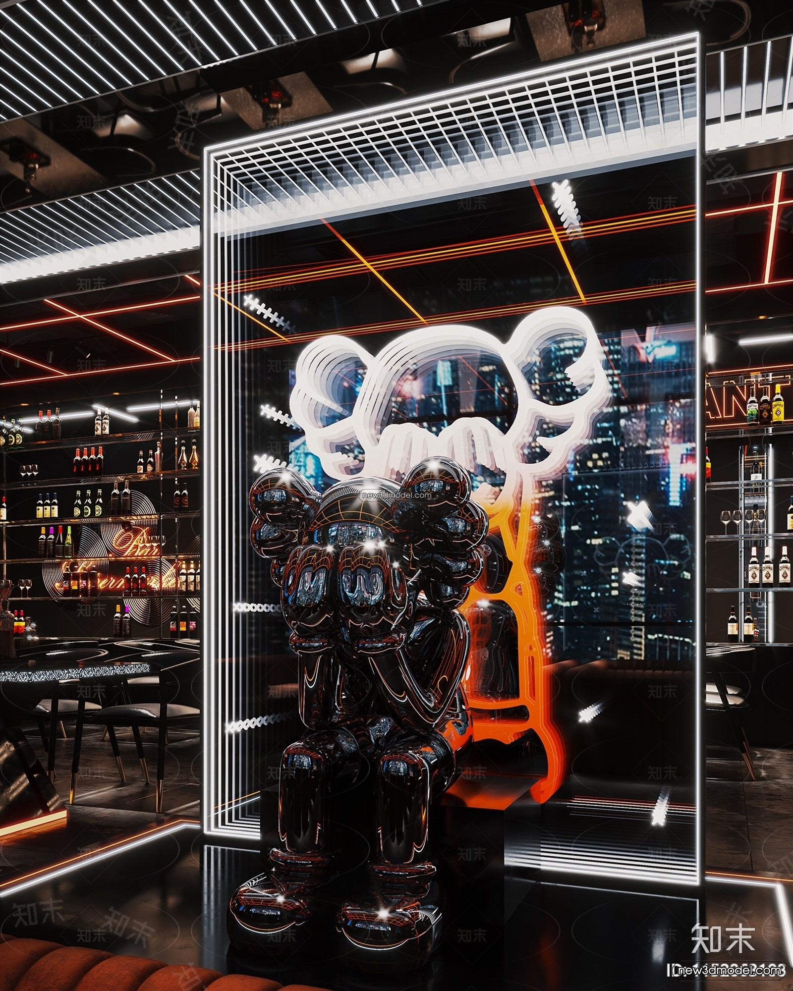 Interior 3D Model of Bar – 3D Blocks – 019 – VRAY - thumbnail 3