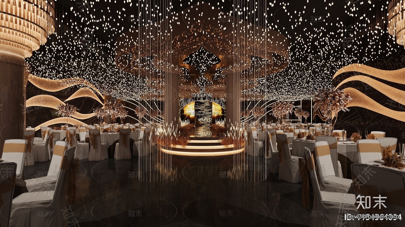 Modern Style Interior 3D Blocks and 3D Models – Wedding Hall 3D Scene – 950 – CORONA - thumbnail 3