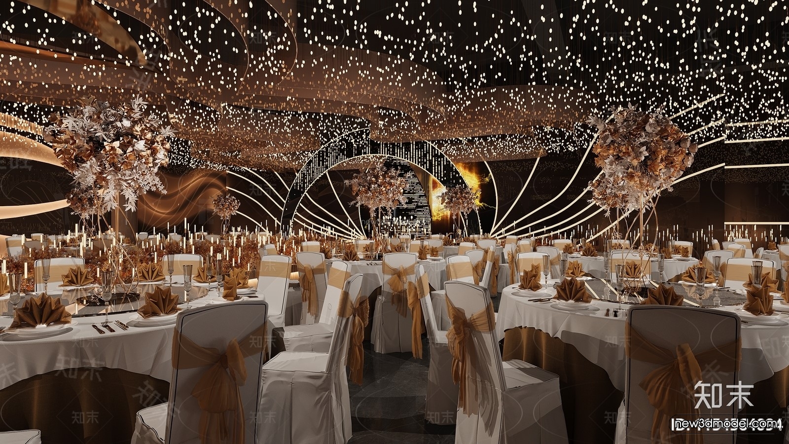 Modern Style Interior 3D Blocks and 3D Models – Wedding Hall 3D Scene – 950 – CORONA - thumbnail 2