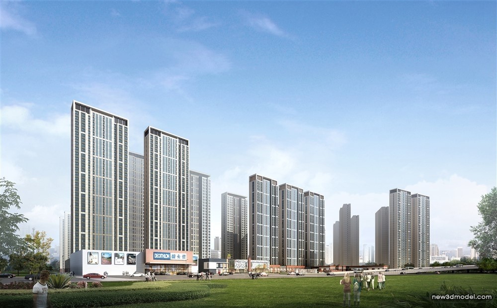 3D Models of Commercial Building – Exterior 3D Scenes – 677 – VRAY - thumbnail 3