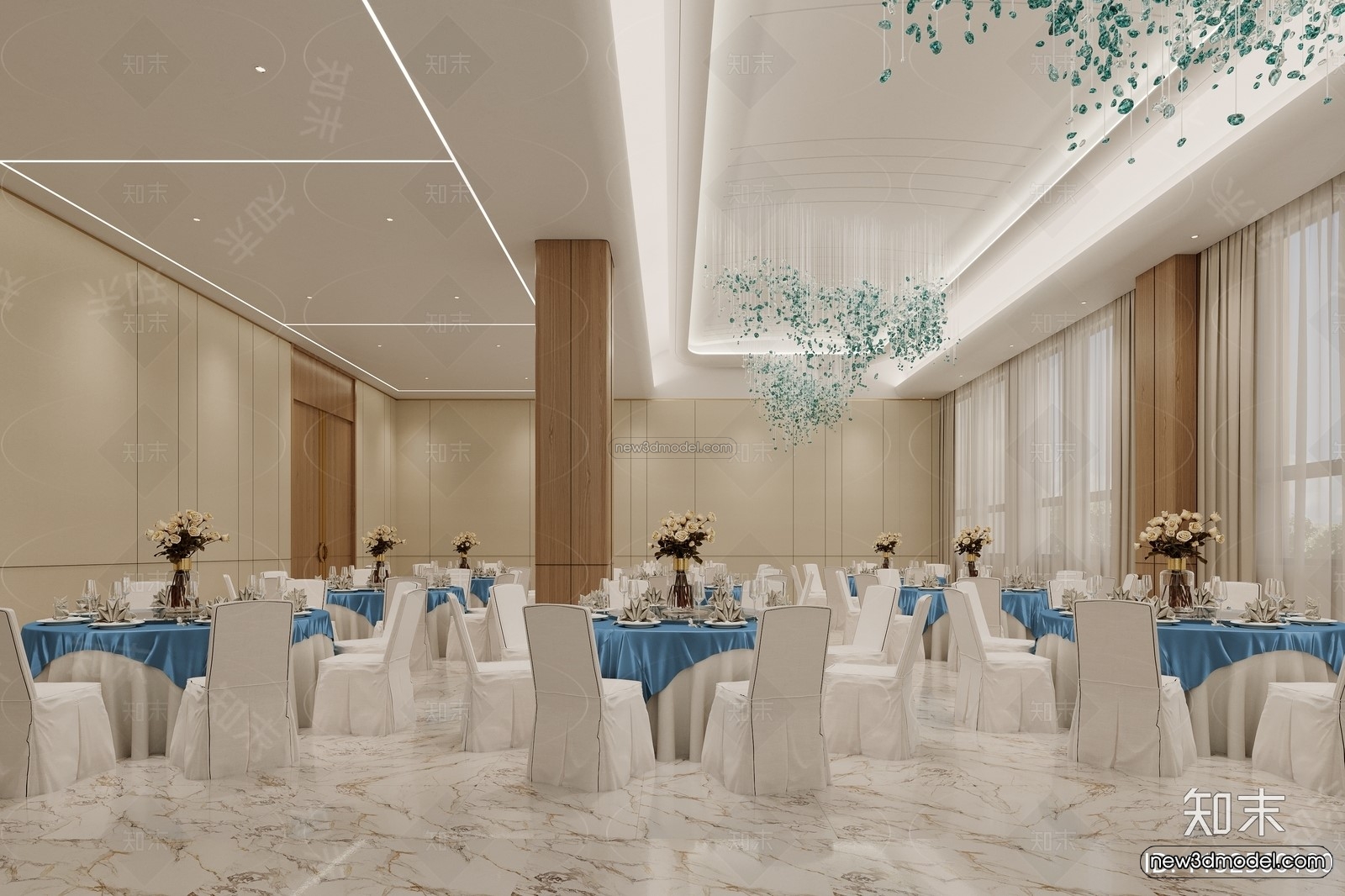 Modern Style Interior 3D Blocks and 3D Models – Wedding Hall 3D Scene – 951 – CORONA - thumbnail 2
