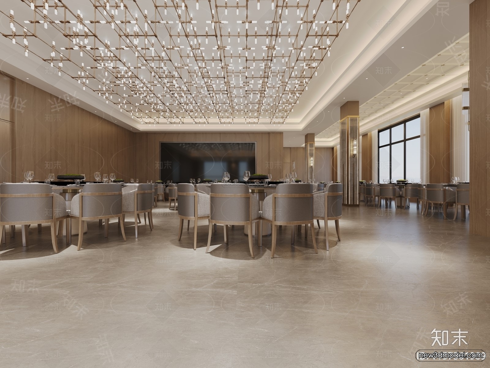 Modern Style Interior 3D Blocks and 3D Models – Wedding Hall 3D Scene – 952 – CORONA - thumbnail 2