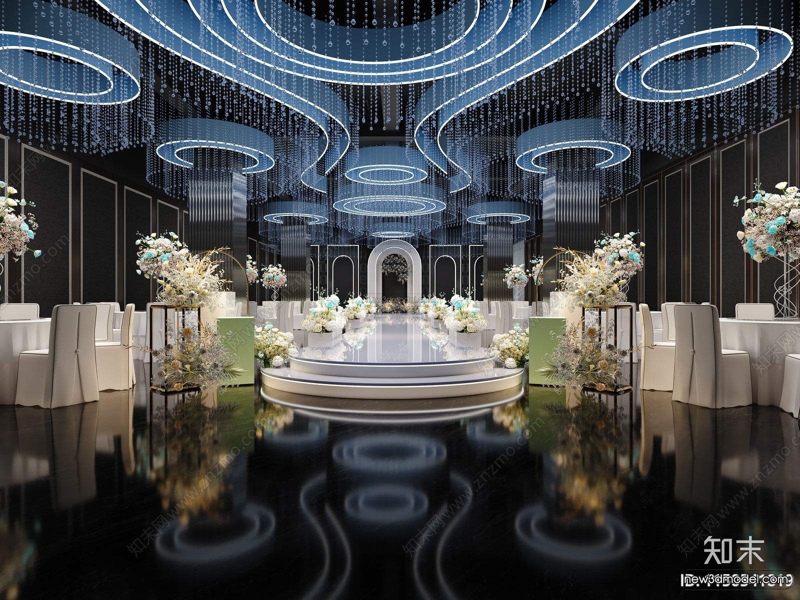 Modern Style Interior 3D Blocks and 3D Models – Wedding Hall 3D Scene – 956 – CORONA - thumbnail 2