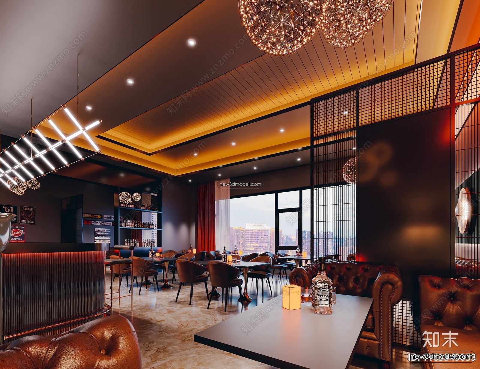 Interior 3D Model of Bar – 3D Blocks – 029 – CORONA - thumbnail 3