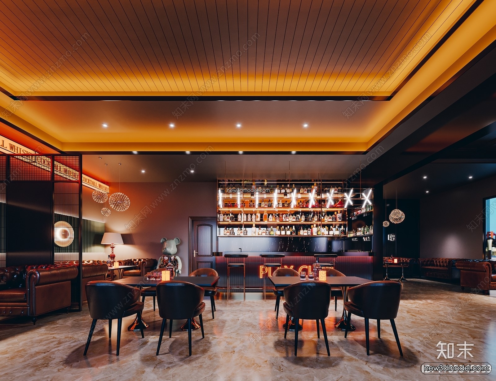 Interior 3D Model of Bar – 3D Blocks – 029 – CORONA - thumbnail 2
