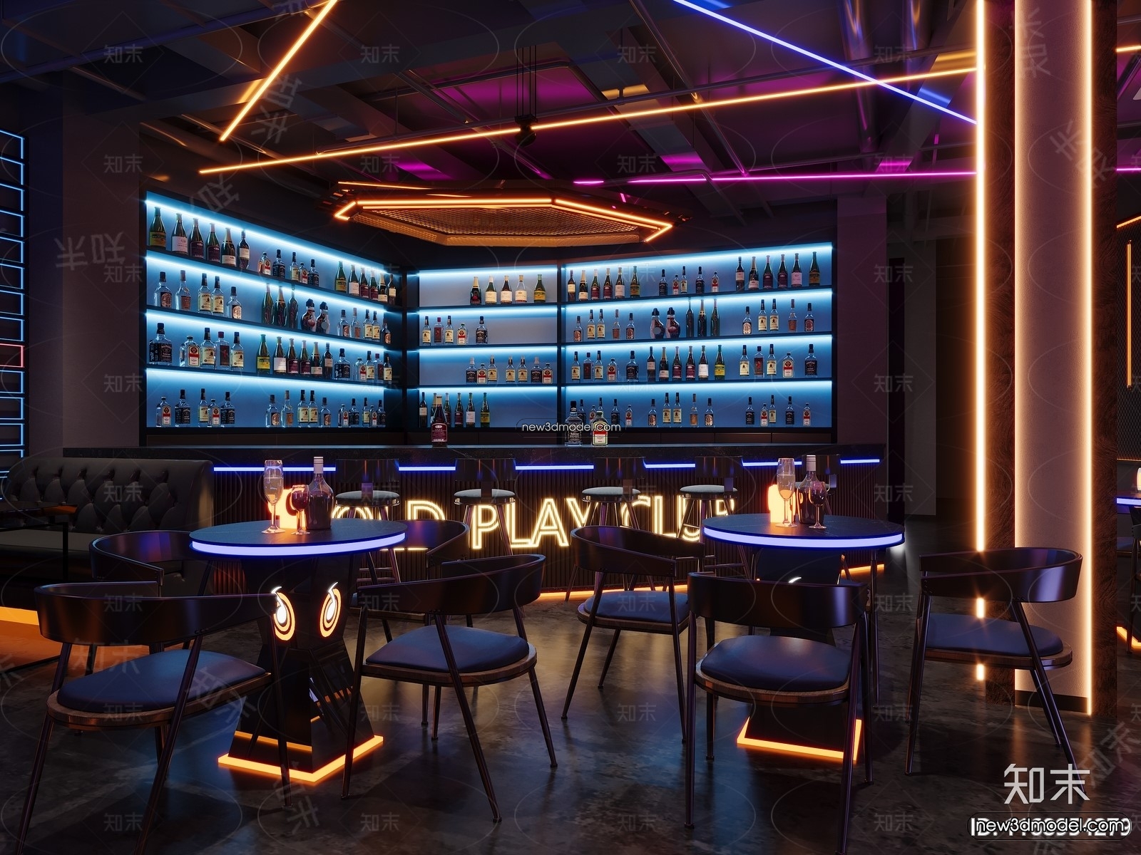 Interior 3D Model of Bar – 3D Blocks – 031 – CORONA - thumbnail 4