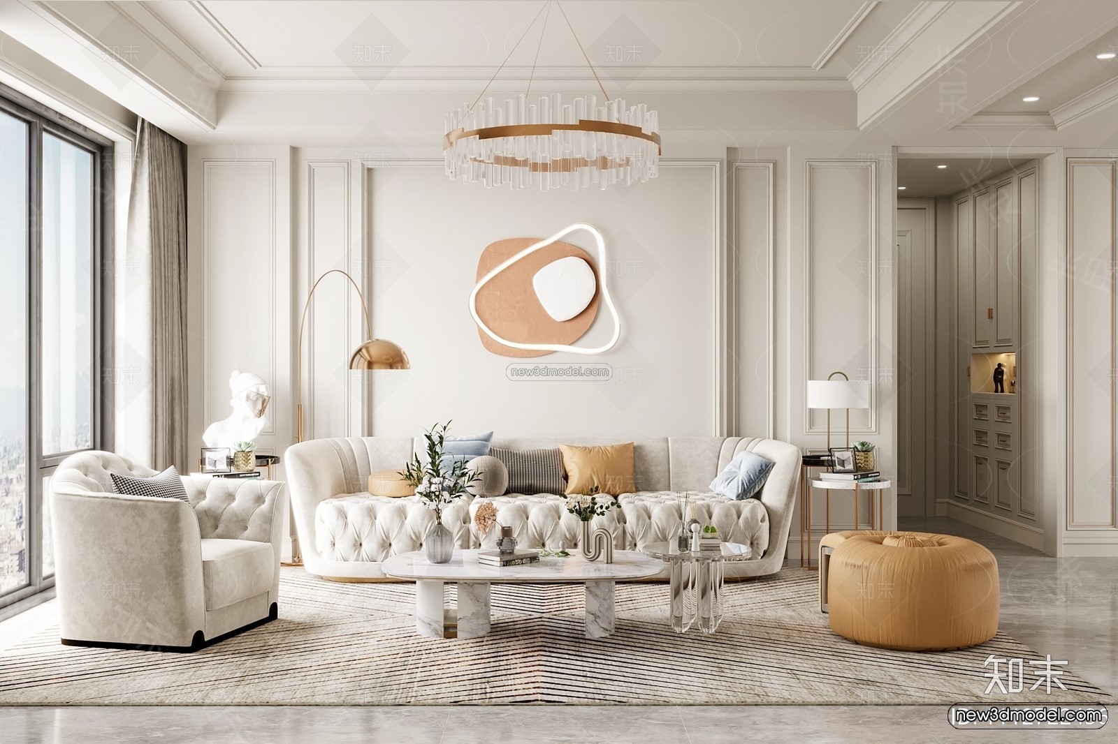 Europe Style Interior 3D Blocks – Living Room 3D Model – 175 – VRAY - thumbnail 3
