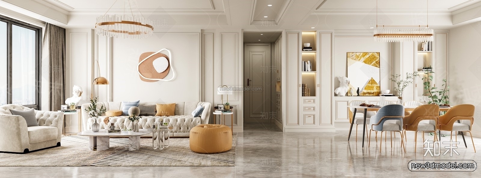 Europe Style Interior 3D Blocks – Living Room 3D Model – 175 – VRAY - thumbnail 2