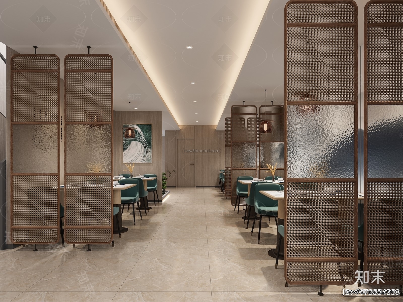 Modern Style Interior 3D Blocks and 3D Models – Asian Restaurant 3D Scene – 974 – CORONA - thumbnail 2