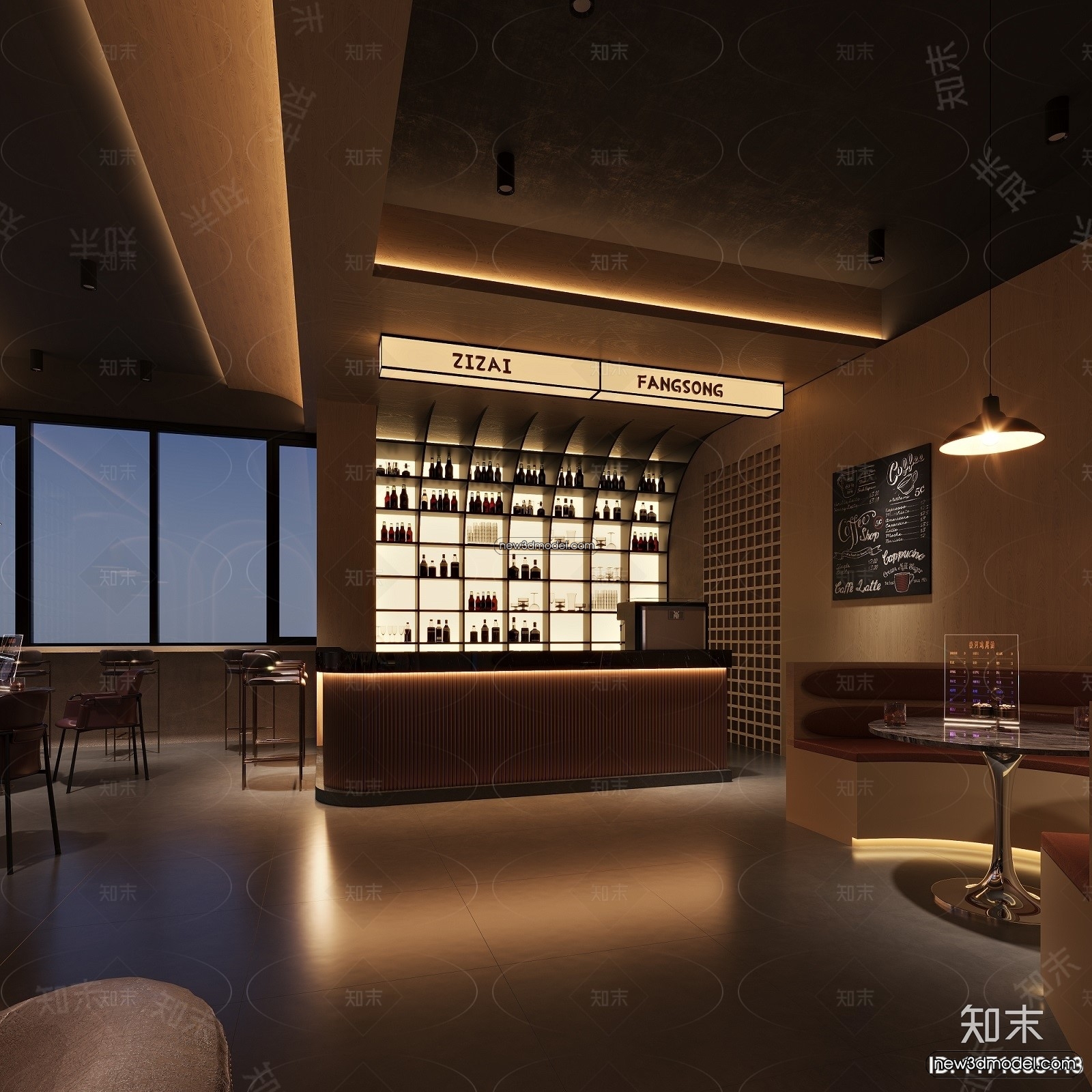 Interior 3D Model of Bar – 3D Blocks – 032 – CORONA - thumbnail 3