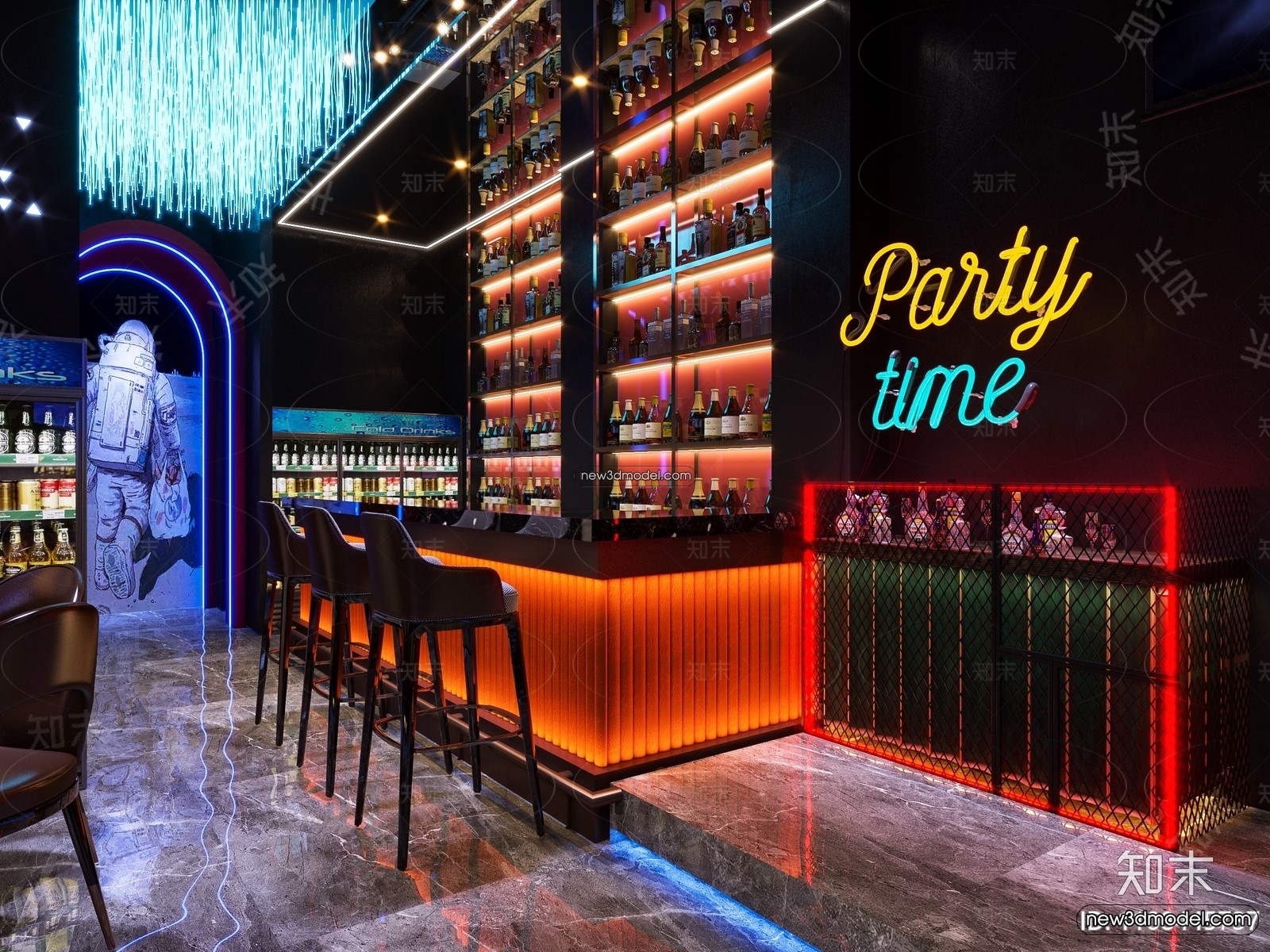 Interior 3D Model of Bar – 3D Blocks – 044 – VRAY - thumbnail 3