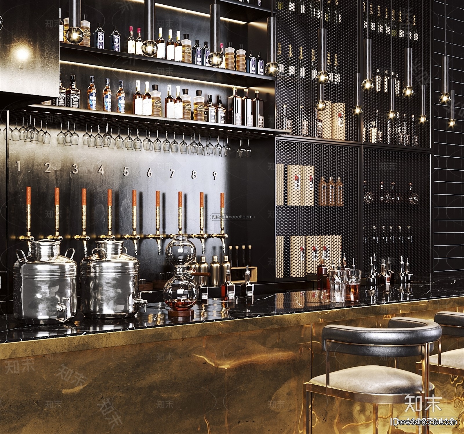 Interior 3D Model of Bar – 3D Blocks – 045 – VRAY - thumbnail 2