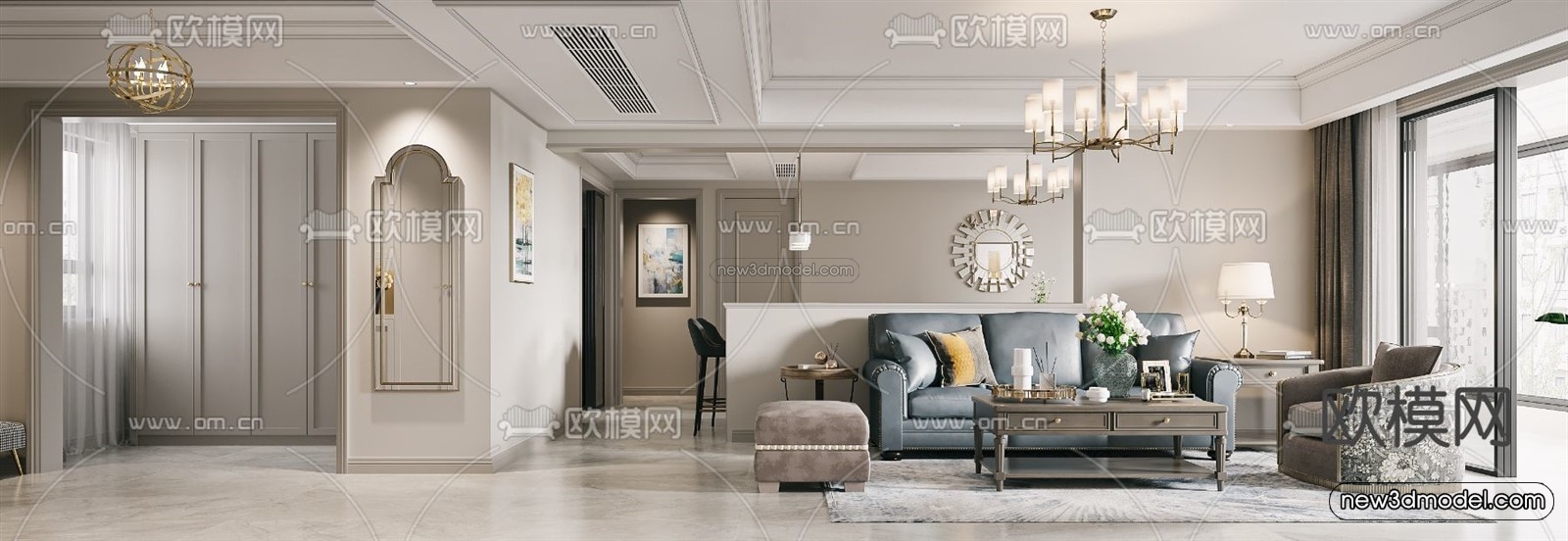 Europe Style Interior 3D Blocks – Living Room 3D Model – 185 – VRAY - thumbnail 5